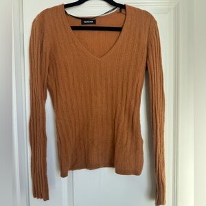 Naadam Cashmere V-Neck Sweater Women's Small Tan Camel Pullover Soft Luxury
